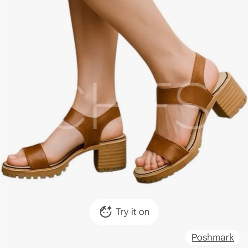BULLBOXER Cecelia Sandals Brown Oil Rubbed Leather
Size 39/9 Chunky Heel